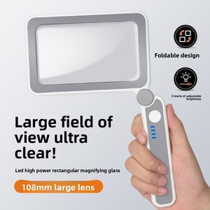 Kaca pembesar genggam 4X, kaca pembesar genggam dengan lampu lipat persegi panjang dengan lampu LED untuk membaca - Product Image 1
