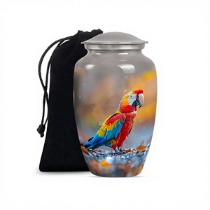 Urna grande de aluminio para adultos de cremación de loro guacamayo hermoso de la mejor calidad para cenizas humanas con bolsa de terciopelo gratis - Product Image 1