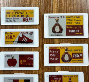 Etiquetas Electrónicas de Precio para Estantes de Supermercado, de 3.7 y 5.8 Pulgadas, con Pantalla E-Paper, Sistema ESL/EAS, Cuatro Colores, Venta al Por Mayor de Fábrica - Product Image 1