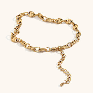 Chaîne <span class=keywords><strong>de</strong></span> <span class=keywords><strong>cheville</strong></span> OEM plaquée or 14 carats motif <span class=keywords><strong>grain</strong></span> <span class=keywords><strong>de</strong></span> café pour femme, en acier inoxydable, bijou d'été pour la plage, accessoire résistant à l'eau et inaltérable - Product Image 2