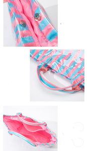 Bolsa de Compras de PVC a Rayas para Mujer, al por Mayor, de Gran Capacidad, Impermeable, Bolso de Hombro, Bolso Tote a Rayas de Moda para Mujer - Product Image 4