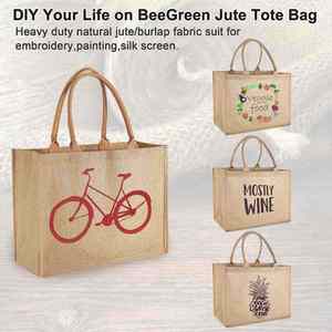 Bolsa de Yute Personalizada con Diseño Decorativo para la Playa, Maestras, Madres, Damas de Honor, Bodas, con Bolsillo Interior con Cremallera y Rayas - Product Image 2