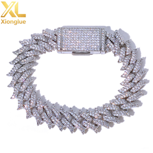 Hip-hop 15mm Barbed Thorn Cuban Chain Zircon Brass Unisex <b>Bracelet</b> Cross-border Trendy Party Custom-made Jewelry - Product Image 2