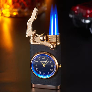 Best-Selling Gas Flame Metal <strong>Lighter</strong> Convenient Wholesale Custom LOGO <strong>Windproof</strong> Cigar Ignition Cigarettes <strong>Lighters</strong> with Watch - Product Image 3