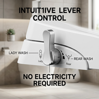 Siège de bidet à eau ambiant en plastique PP, autonettoyant, double buse, en forme de U, moderne, pour l'hygiène personnelle, design ultra-mince, avec couvercle