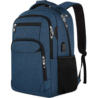 Mochila para Computadora LeapX Unisex, Geométrica, de Tela Oxford, Gran Capacidad, Multifuncional, Impermeable, con Puerto USB, para Negocios