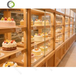 Diseño Interior de Panadería Boutique, Mostrador de Exhibición de Pasteles de Madera Personalizado, Vitrina de Exhibición de Pan, Muebles de Panadería - Product Image 2