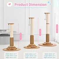 Jouet multifonctionnel pour chat : Griffoir en bois naturel avec boule tournante, brosse auto-nettoyante et jouet suspendu pour animaux de compagnie