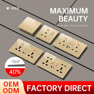 สวิตช์และเต้ารับติดผนัง <span class=keywords><strong>LAPU</strong></span> Luxury กระจกนิรภัย ขนาด 86 มม. 146 มม. สีขาว ดำ เทา ทอง - Product Image 3