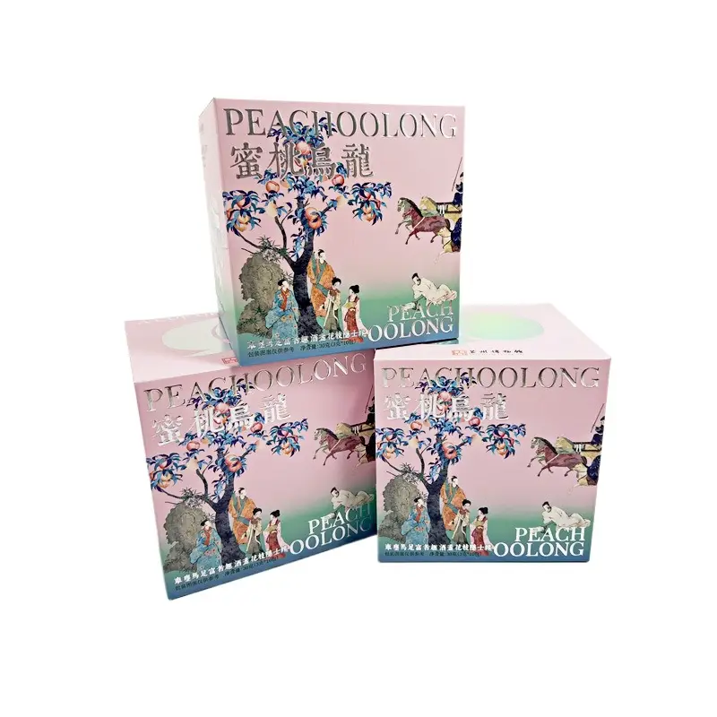 Caja de color de té perfumada personalizada Caja de cartón blanca de té blanco cuadrado con estampado plateado