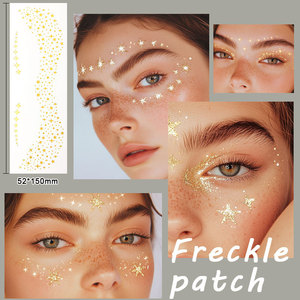 Autocollant de tatouage temporaire étoile dorée pour le visage, maquillage de fête, film pour animaux de compagnie, imperméable, taille unique - Product Image 2