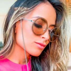 Gafas de Sol Redondas sin Montura para Mujer, Diseño Retro de Moda 2019, con Cadena Metálica - Product Image 2