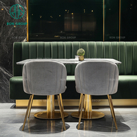Ensemble de meubles de salon de café, restaurant, hôtel, moderne, rond, en marbre, en velours, demi-cercle, table et chaises, canapé