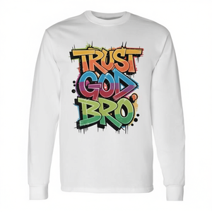 Camiseta de manga larga con diseño de Jesús, humorística, de fe cristiana, Trust God Bro - Product Image 2