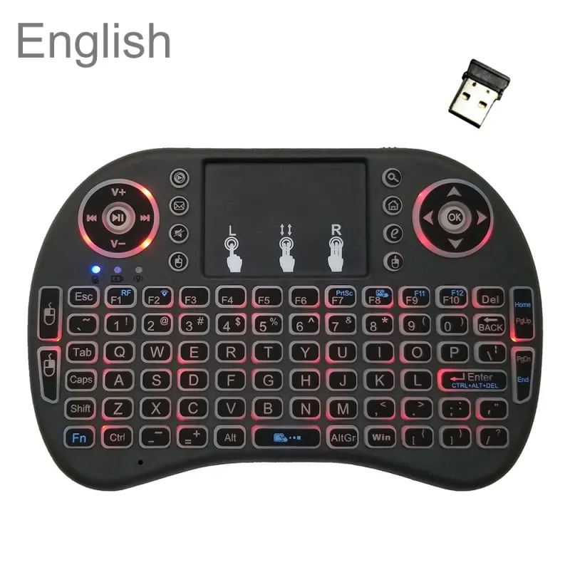 Portable Touchpad DPI i8 Air Mouse English Wireless Backlight Keyboard for Android TV Box