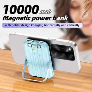 สายชาร์จในตัว โทรศัพท์มือถือ ชาร์จเร็ว USB Type C พาวเวอร์แบงค์แบบกำหนดเอง 10000 มิลลิแอมป์ชั่วโมง รองรับ PD 22.5w พาวเวอร์แบงค์ไร้สายแม่เหล็ก 10000 มิลลิแอมป์ชั่วโมง - Product Image 2