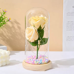 ของขวัญวันวาเลนไทน์2026แสนโรแมนติกสบู่ดอกกุหลาบในโดมแก้วพร้อมฐานโดมแก้วโดมกุหลาบเทียมโถแก้วใส - Product Image 6