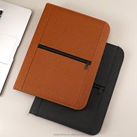 Calculatrice en cuir PU de taille A4 Sac à documents A4 à fermeture éclair pour réunions Logo personnalisé