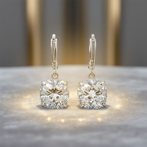 Orecchini Pendenti in Cristallo Oro Bianco, Argento 925 Placcato Rodio, Montatura a Griffe, Gioielli Classici da Sposa per Donna - Product Image 2