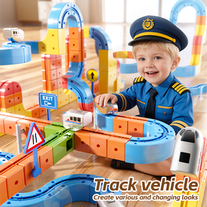 Set di trenini elettrici RC, creativi, STEM, fai da te, assemblaggio 3D, binari magnetici, blocchi da costruzione, cubi, giocattoli per bambini - Product Image 2