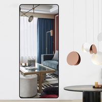 Miroir sur pied pleine longueur en alliage d'aluminium, tendance 2025, doré/noir, design Art déco/minimaliste, pour salon et maison