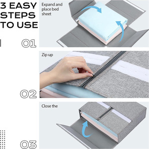 Caja de almacenamiento de lino para <span class=keywords><strong>armario</strong></span> DS4090, funda para Manta, Sábana, correa, banda para <span class=keywords><strong>ropa</strong></span>, <span class=keywords><strong>cesta</strong></span>, juego organizador de sábanas con asa - Product Image 4