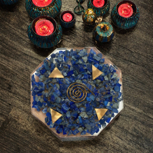Sous-verre en Orgone de Lapis Lazuli Bleu, Plaque en Cristal de Pierre Précieuse Faite à la Main pour la Méditation Reiki, Décoration d'Intérieur, Cadeau - Product Image 3