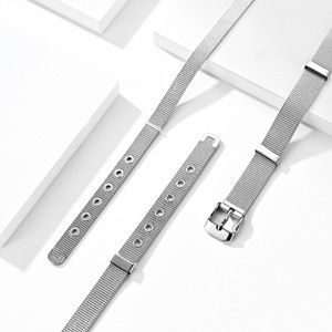 Bracelet en acier inoxydable tressé avec fermoir Vachette, bracelet simple en acier titane pour étudiant, bijoux - Product Image 4