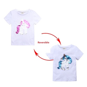 Kids Girls Short Sleeve T Shirt Infant Cotton Color Change Tops Clothing Baby Magic Reversible <b>Sequins</b> Clothes Children T Shirts - Product Image 4