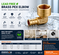 Raccord coudé en laiton forgé sans plomb pour PEX, 90 degrés, avec filetage femelle NPT, haute pression, pour système de plomberie PEX, certifié NSF