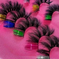 Cils en vison colorés pour fête de Noël, vente en gros, rouge, 10 paires, 2T 3T, doux pour les cils en éventail, bande en coton noir
