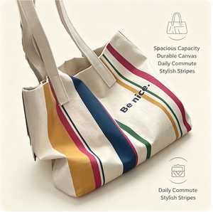 Shoulder <b>Canvas</b> <b>Handbag</b> Simple Line Custom Pattern Art Student Medium Size Customized Closure Commuting - Product Image 5