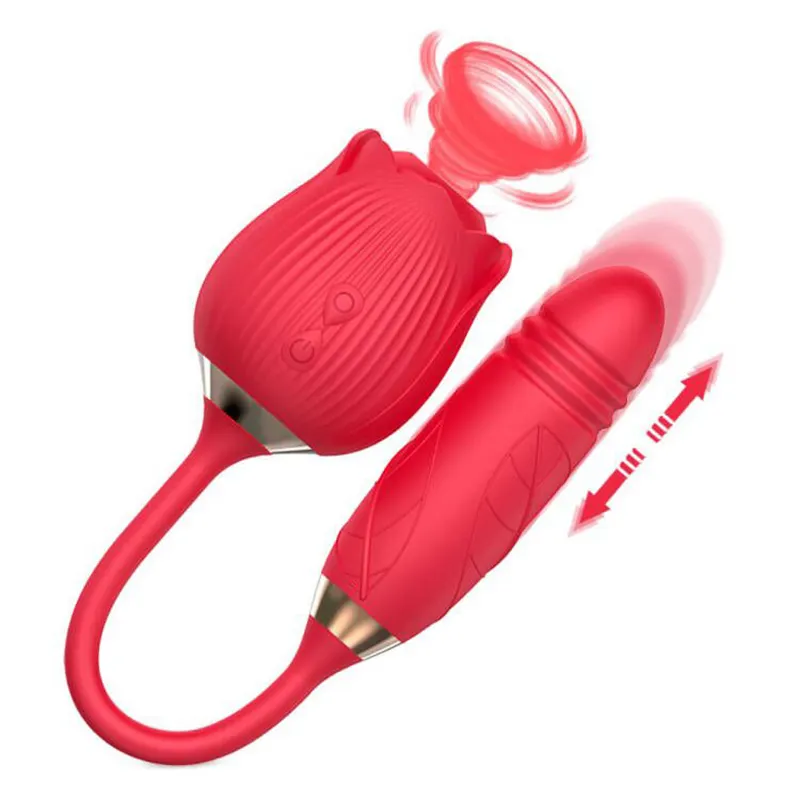 2 In1 Rose Sex Speelgoed Stimulator Volwassen Speelgoed Clitoraal Tong Likken G Spot Vibrators Duwdildo Vibrator Voor Vrouwen