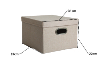 Boîte de rangement en tissu de lin avec couvercle, bac de rangement pliable pour placard avec poignée en métal, cube de rangement pliable anti-poussière pour la maison