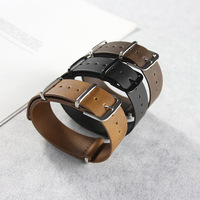 Bracelets de montre en cuir PU souple respirant et réglable CHARM 20/22 mm avec boucle en acier inoxydable brossé, vente en gros d'usine