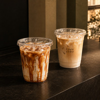 Gobelets réutilisables personnalisés en PET/PP en forme de U, givrés, avec couvercles plats, pour boissons froides et smoothies