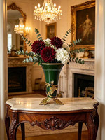 Vase de table en céramique fait main LuJa noir et or de luxe, style baroque européen, ornement en cuivre pour la décoration de la maison, de l'hôtel et de la villa