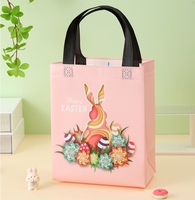 Sac d'épicerie non tissé recyclable et écologique de conception de lapin de dessin animé avec le logo d'impression personnalisée pour des achats de Pâques et l'usage d'artisanat