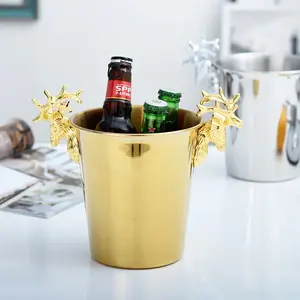 Metal Champagne Bowl Bucket Wine Ice Bucket Gold Handle Stainless Steel Wholesale Custom Luxury Logo Customized Party Modern