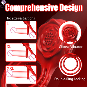 Hot Selling Rose Vibrerende Haan Ring Volwassen Geslachtsproduct 9 Frequentie Trillingen Duurzaam Waterdicht Siliconen Materiaal Penisring - Product Image 3