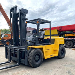 <b>Used</b> Japanese Diesel Forklift Original Paint Komatsu 7 Ton FD70-8 Two Stage Mast 4WD Solid Tire 3254mm Fork Rough Terrain - Product Image 1
