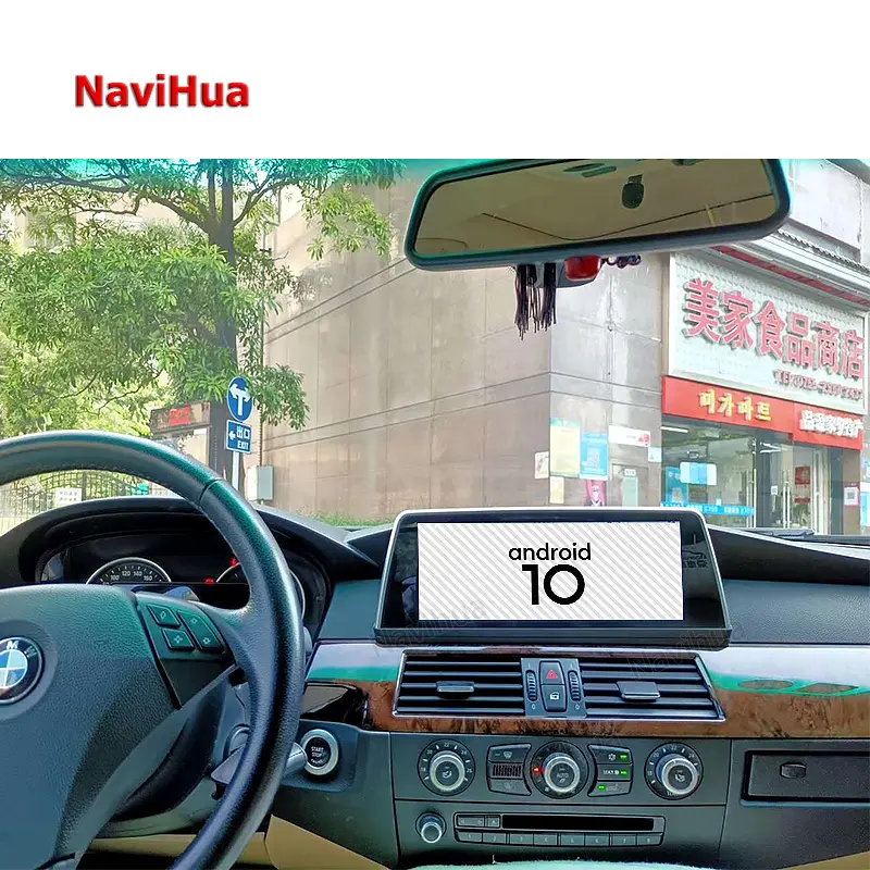 Naihua Radio Stereo Mobil Android 10.0, Radio Depan GPS Unit Carplay Bawaan untuk BMW 5 Seri E60