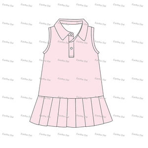 Verano Atlético Polo cuello algodón niños niñas pequeñas vestidos plisados sin mangas bebé niñas vestidos - Product Image 3