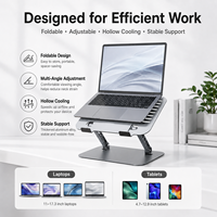 Support réglable en métal pour ordinateur portable et tablette avec crochets avant, norme CE RoHS, pour une fixation stable sur bureau et pour les appareils informatiques