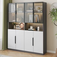 Nouvelle arrivée de luxe étagère moderne armoire de rangement décorative salon en bois armoire murale avec porte en verre bibliothèque