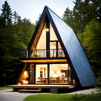 Maison triangulaire moderne modulaire, villa préfabriquée de luxe, structure en acier imperméable, maison triangulaire