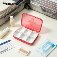 Organisateur de pilules portable à 6 compartiments, étui de rangement pour médicaments, étui de voyage pour comprimés avec couvercle rabattable
