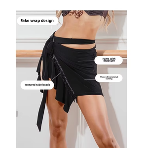 Falda de Baile Latino Profesional para Mujer, Estilo Envolvente 2 <span class=keywords><strong>en</strong></span> 1, Falda de Práctica con Shorts Integrados para Salsa y Rumba - Product Image 2