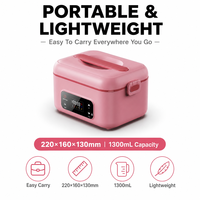 Kabellose Elektrische Edelstahl-Lunchbox 1300ml Wiederaufladbar mit Digitaler Steuerung Speisenwärmer für Bauarbeiter Hochleistungsfähig