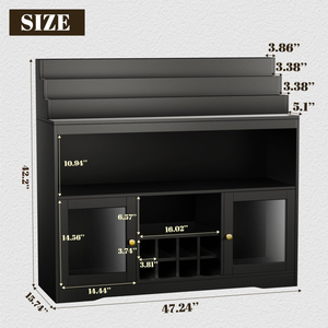 Wine Bar Cabinet with LED Lighted Liquor Bottle Display Shelf, Glass Holder, Coffee for - Product Image 5